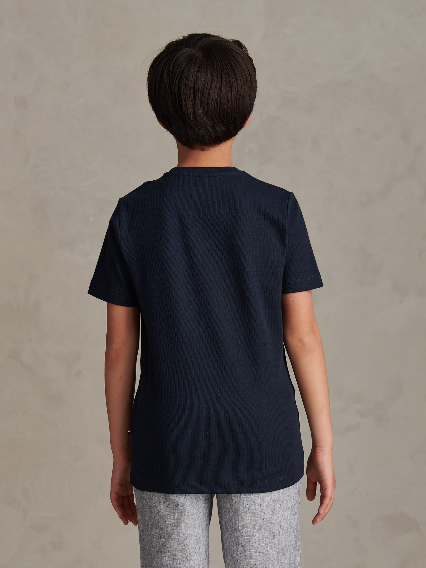 Boys Vertical Texture T-Shirt Dark Sapphire Navy / Moonlight Blue DHM