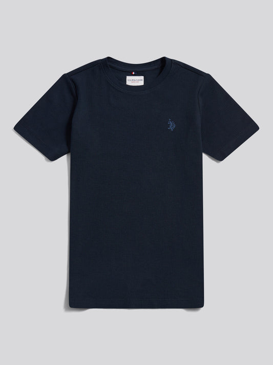 Boys Vertical Texture T-Shirt in Dark Sapphire Navy / Moonlight Blue DHM