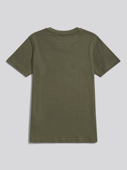 Boys Vertical Texture T-Shirt in Mulled Basil