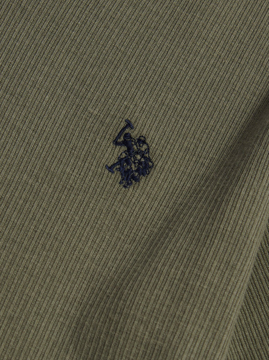 Boys Vertical Texture T-Shirt in Mulled Basil