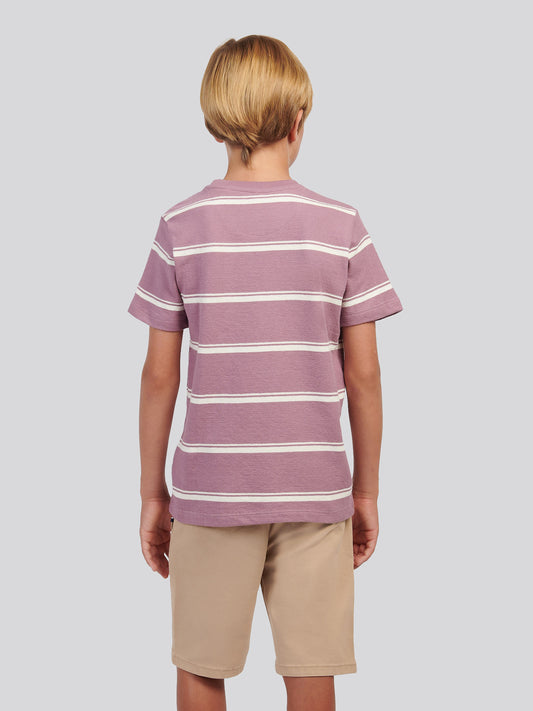 Boys Terry Stripe T-Shirt in Elderberry