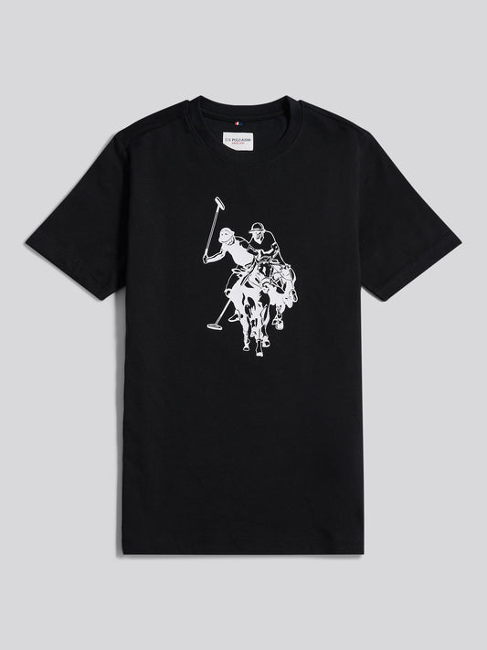 Boys Double Horsemen Graphic T-Shirt in Black