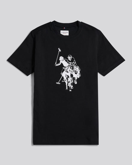 Boys Double Horsemen Graphic T-Shirt in Black