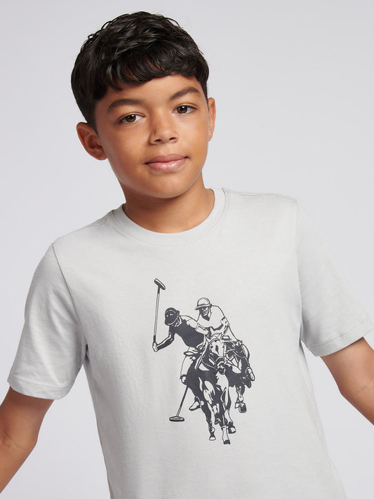 Boys Double Horsemen Graphic T-Shirt in High Rise