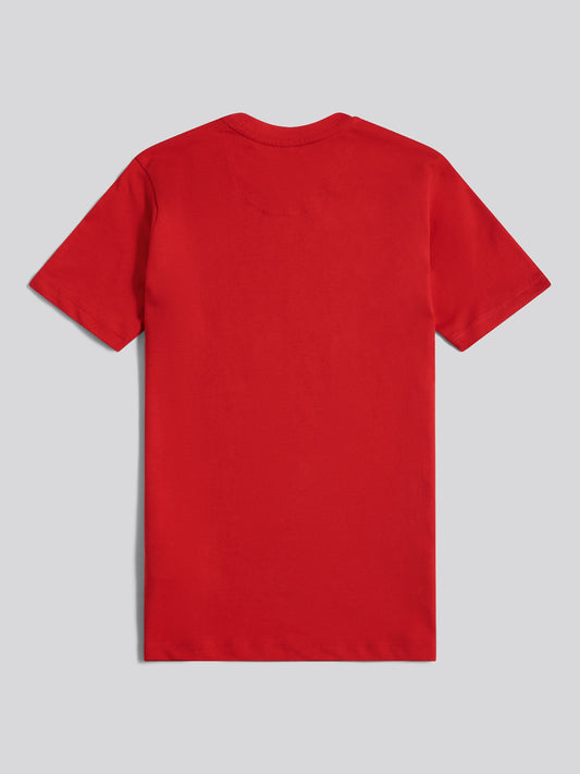 Boys Double Horsemen Graphic T-Shirt in Haute Red