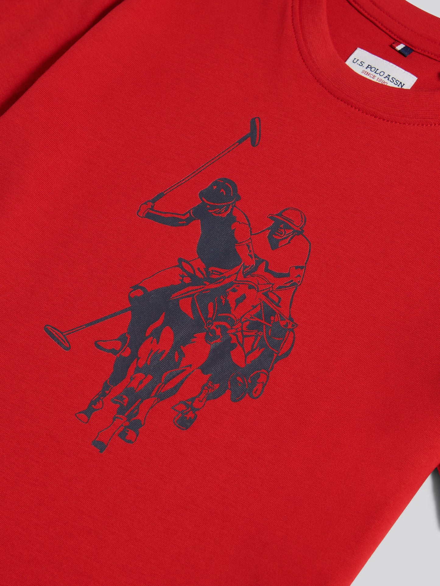 Boys Double Horsemen Graphic T-Shirt in Haute Red