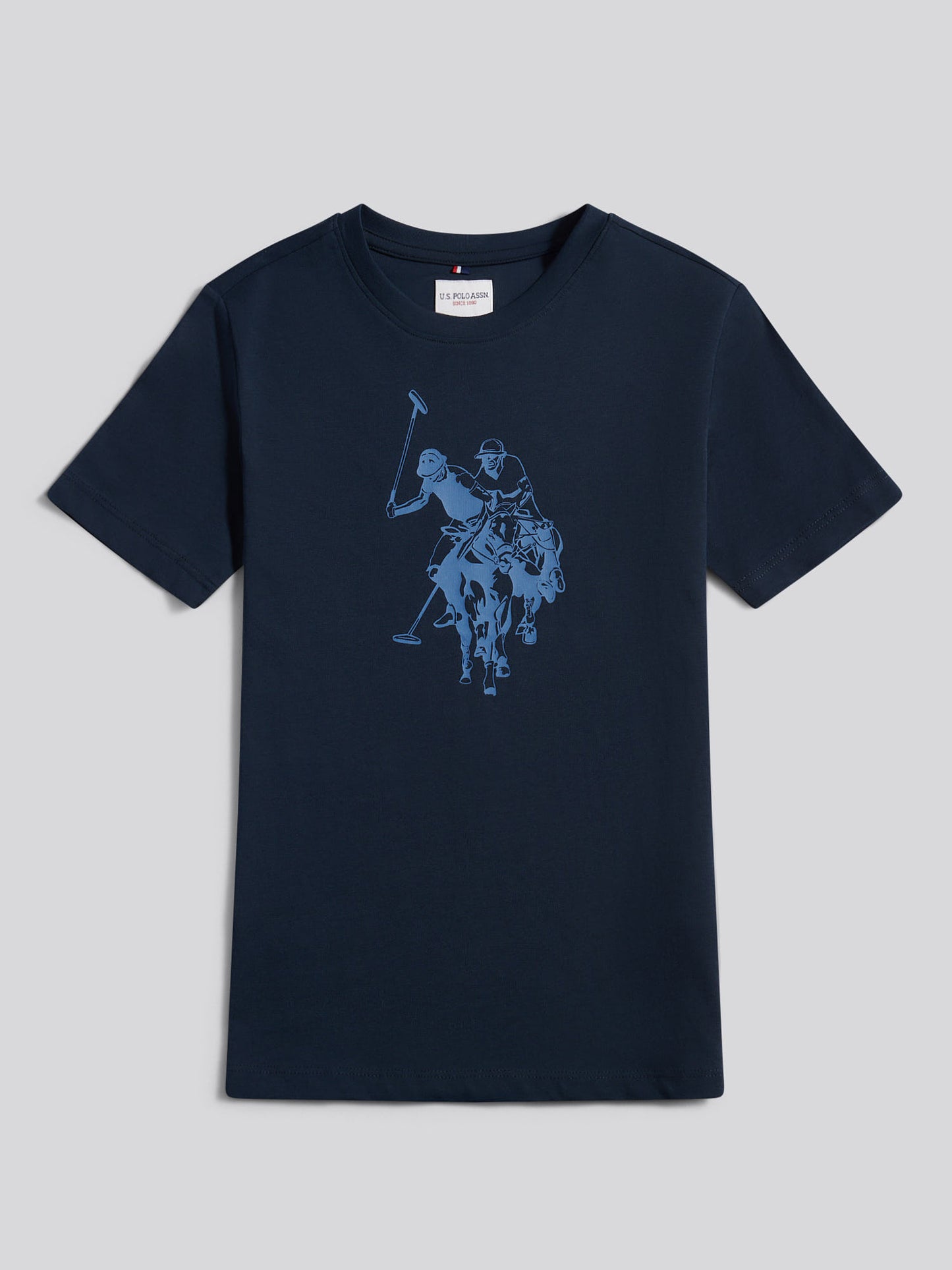 Boys Double Horsemen Graphic T-Shirt in Dark Sapphire Navy