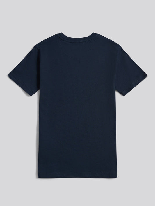 Boys Double Horsemen Graphic T-Shirt in Dark Sapphire Navy