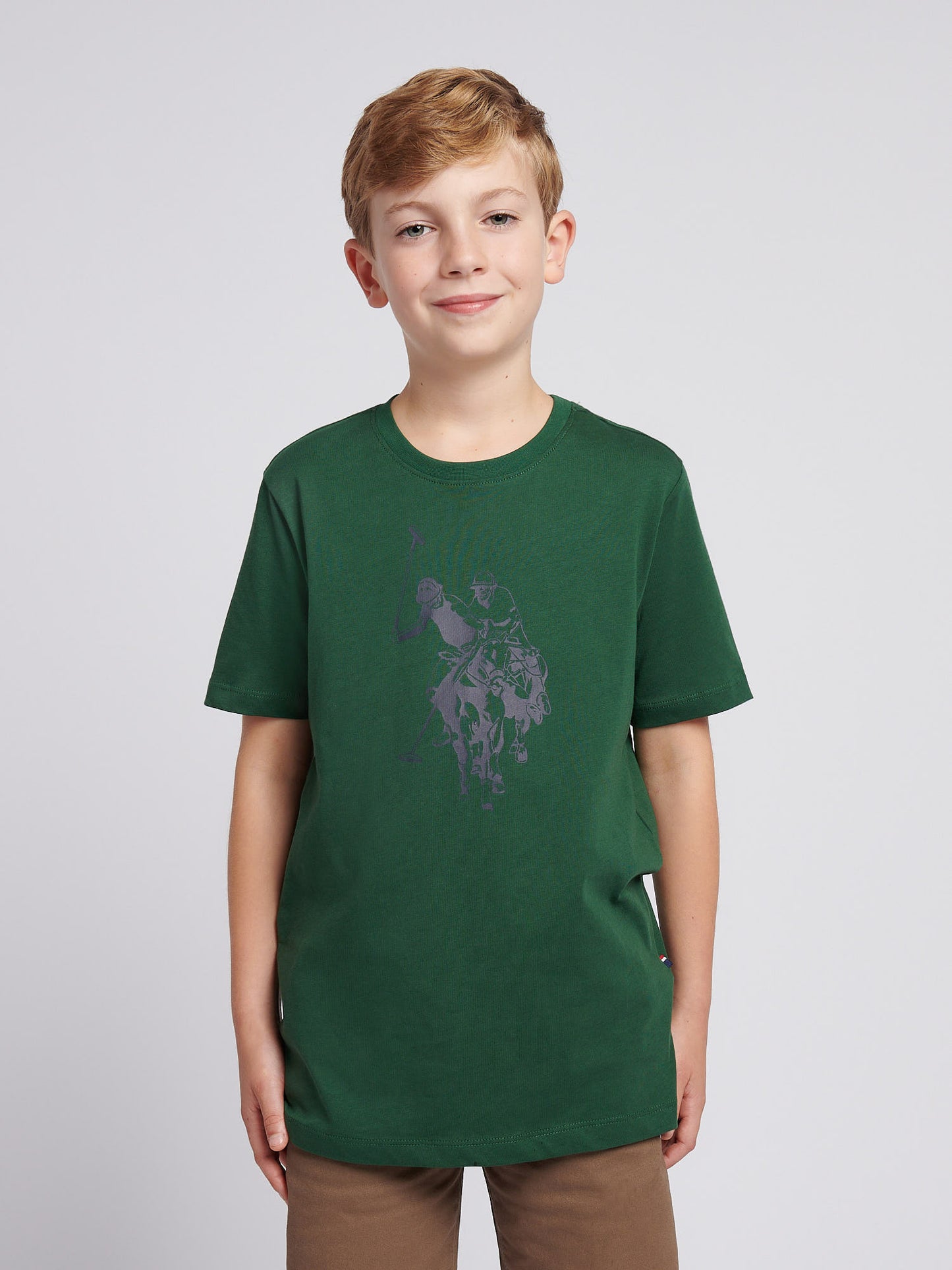 Boys Double Horsemen Graphic T-Shirt in Pineneedle