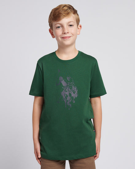 Boys Double Horsemen Graphic T-Shirt in Pineneedle