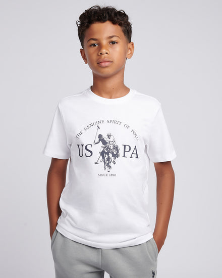 Boys USPA Print Graphic T-Shirt in Bright White
