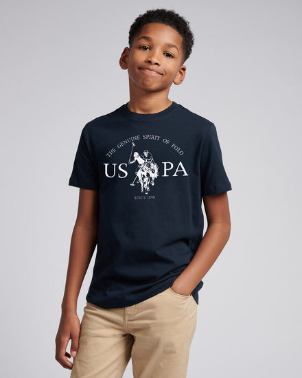 Boys USPA Print Graphic T-Shirt in Dark Sapphire Navy