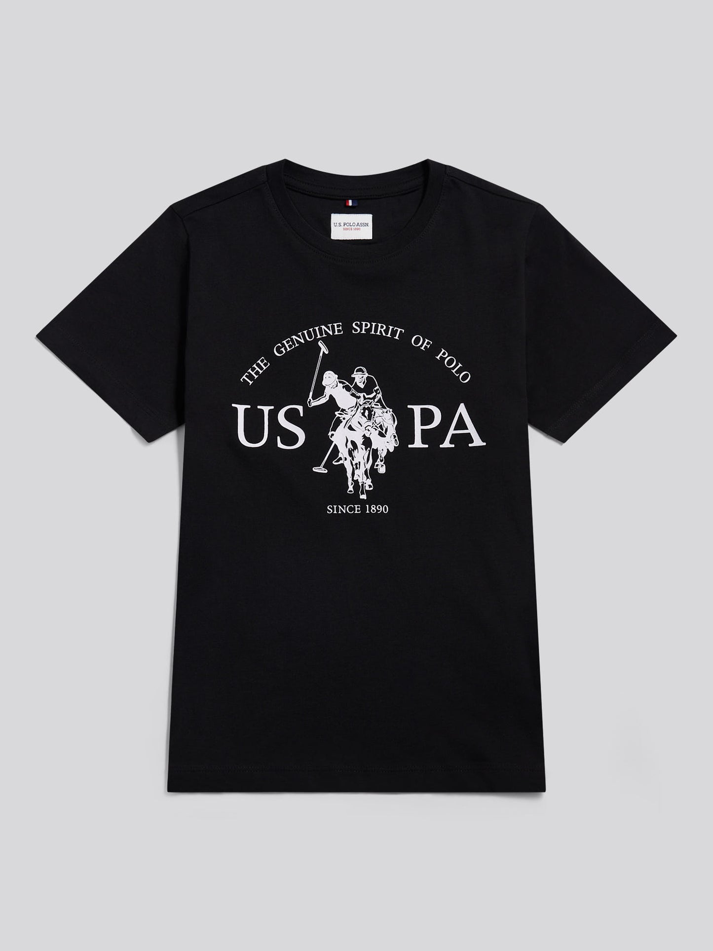 Boys USPA Print Graphic T-Shirt Black Bright White DHM