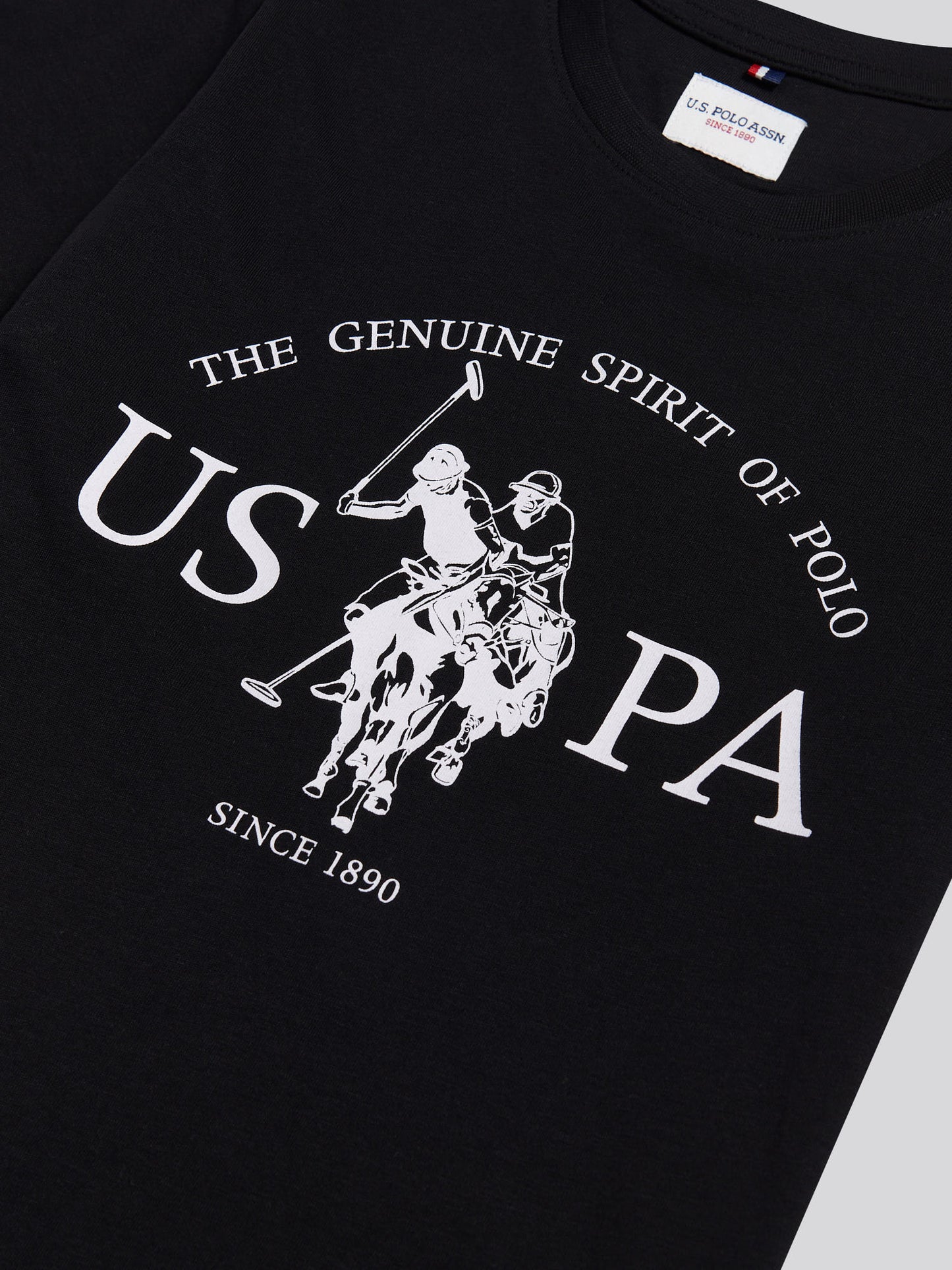 Boys USPA Print Graphic T-Shirt Black Bright White DHM