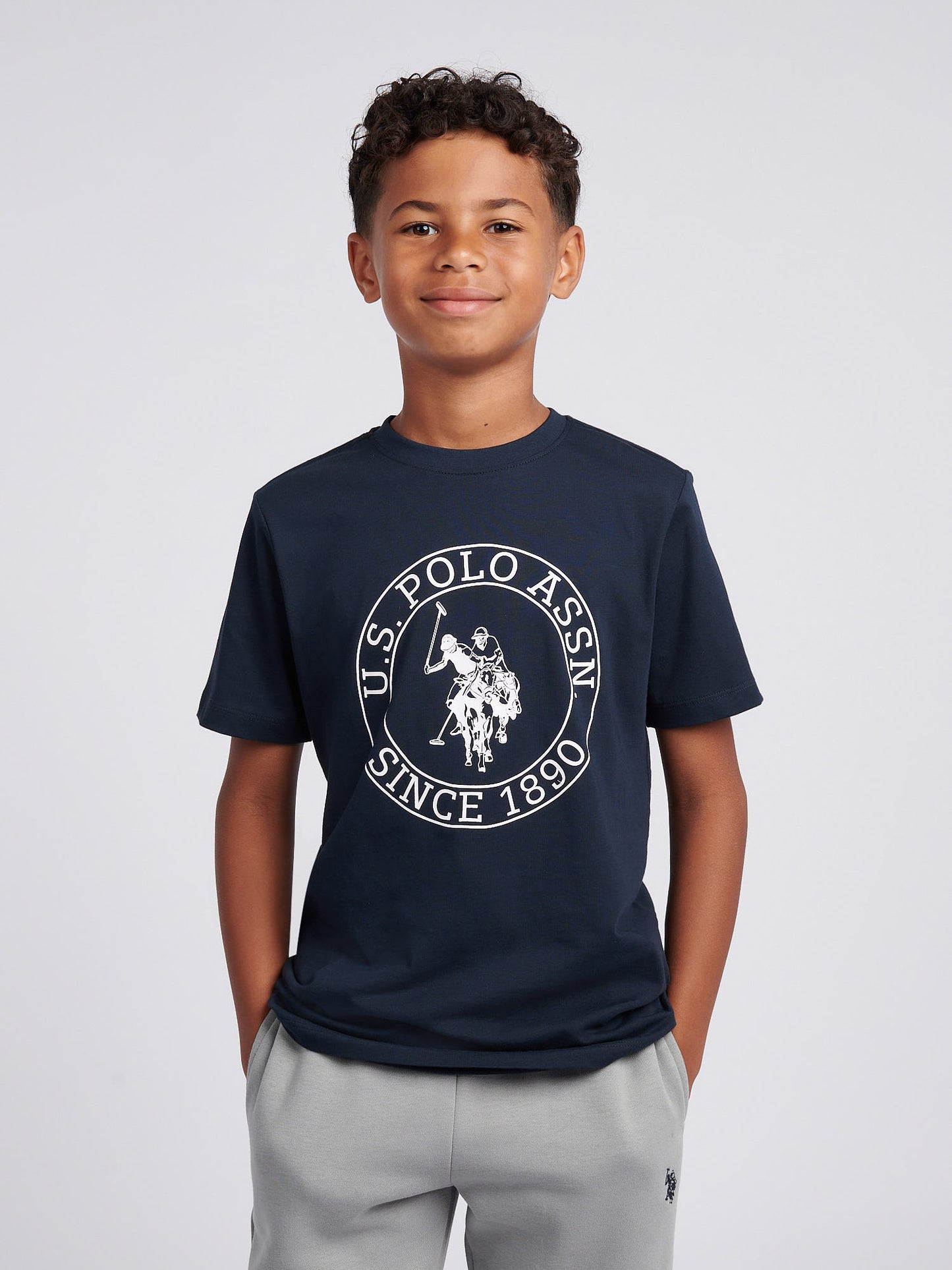 Boys USPA Circle Print T-Shirt in Dark Sapphire Navy