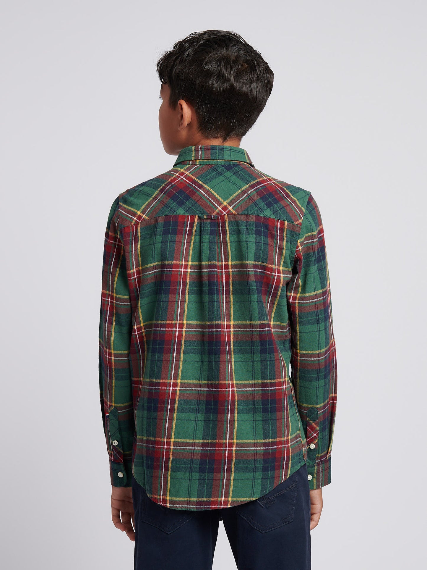 Boys Checked Buttondown Pocket Shirt in Pineneedle