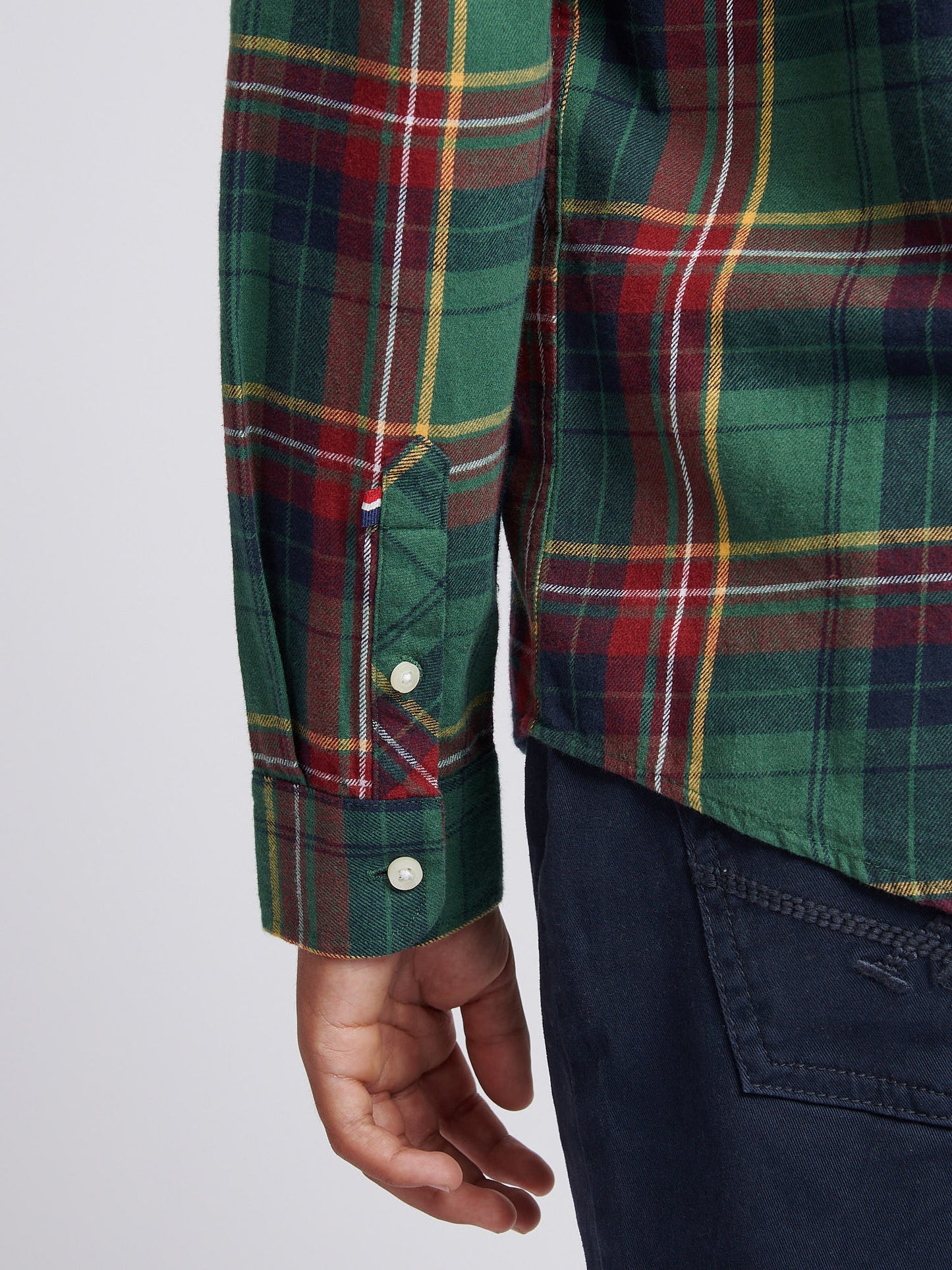 Boys Checked Buttondown Pocket Shirt in Pineneedle