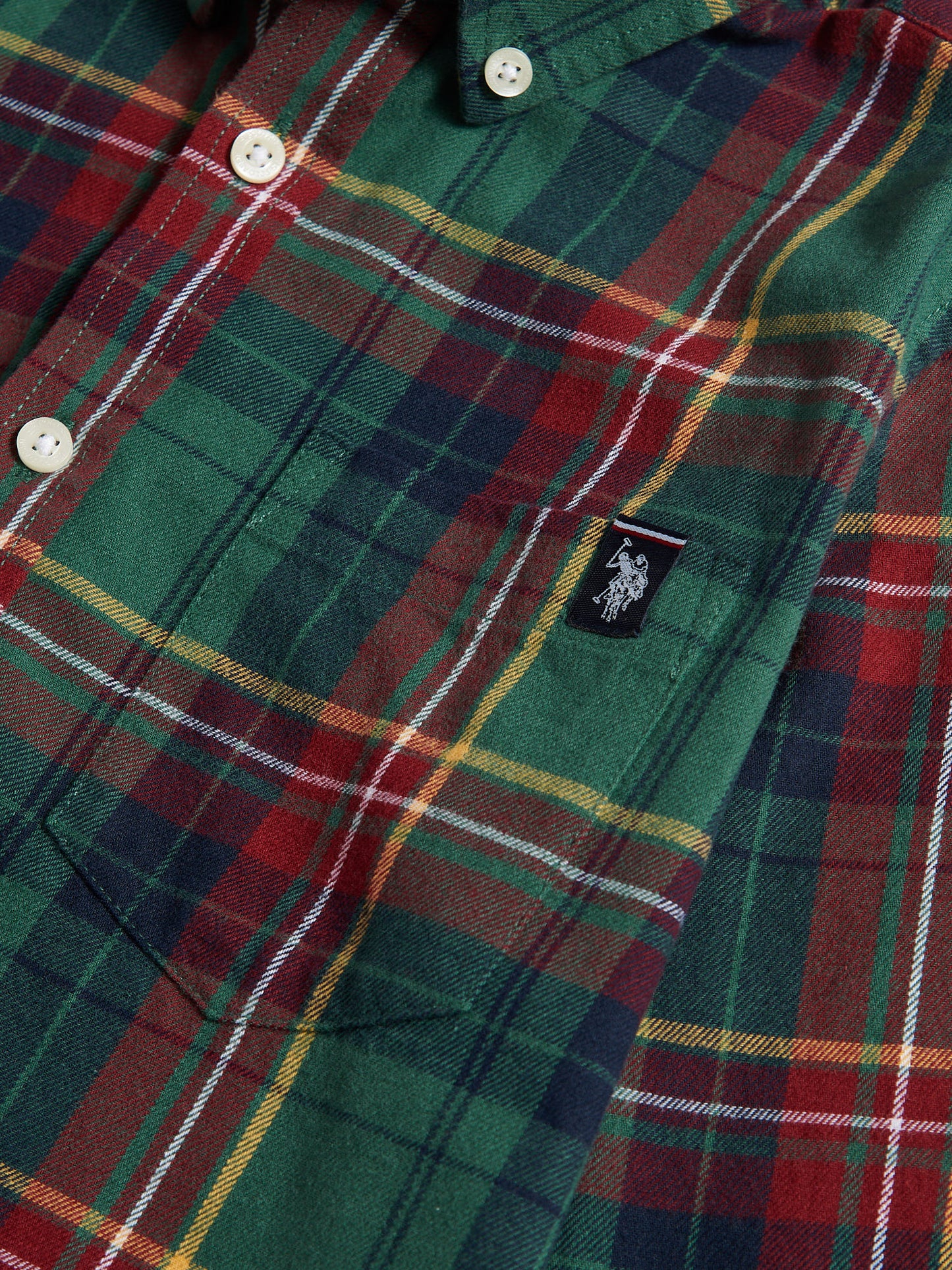 Boys Checked Buttondown Pocket Shirt in Pineneedle