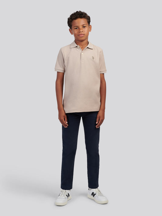 Boys Herringbone Texture Polo Shirt in Atmosphere