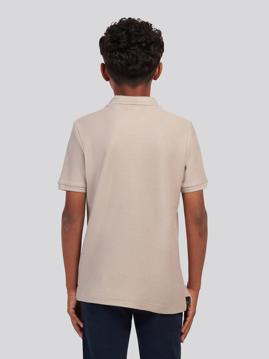Boys Herringbone Texture Polo Shirt in Atmosphere
