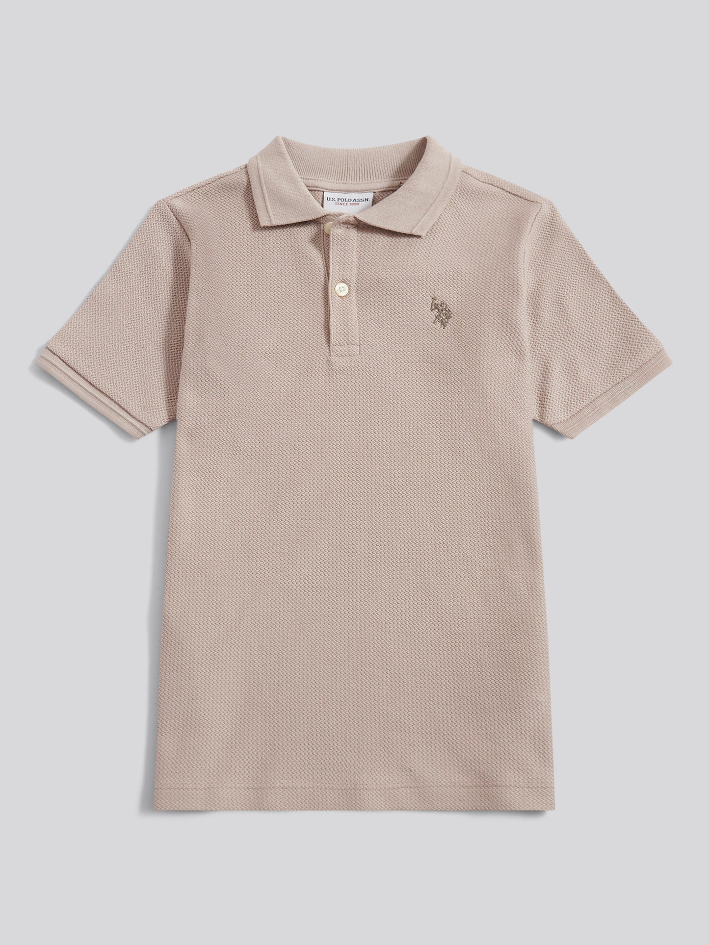 Boys Herringbone Texture Polo Shirt in Atmosphere