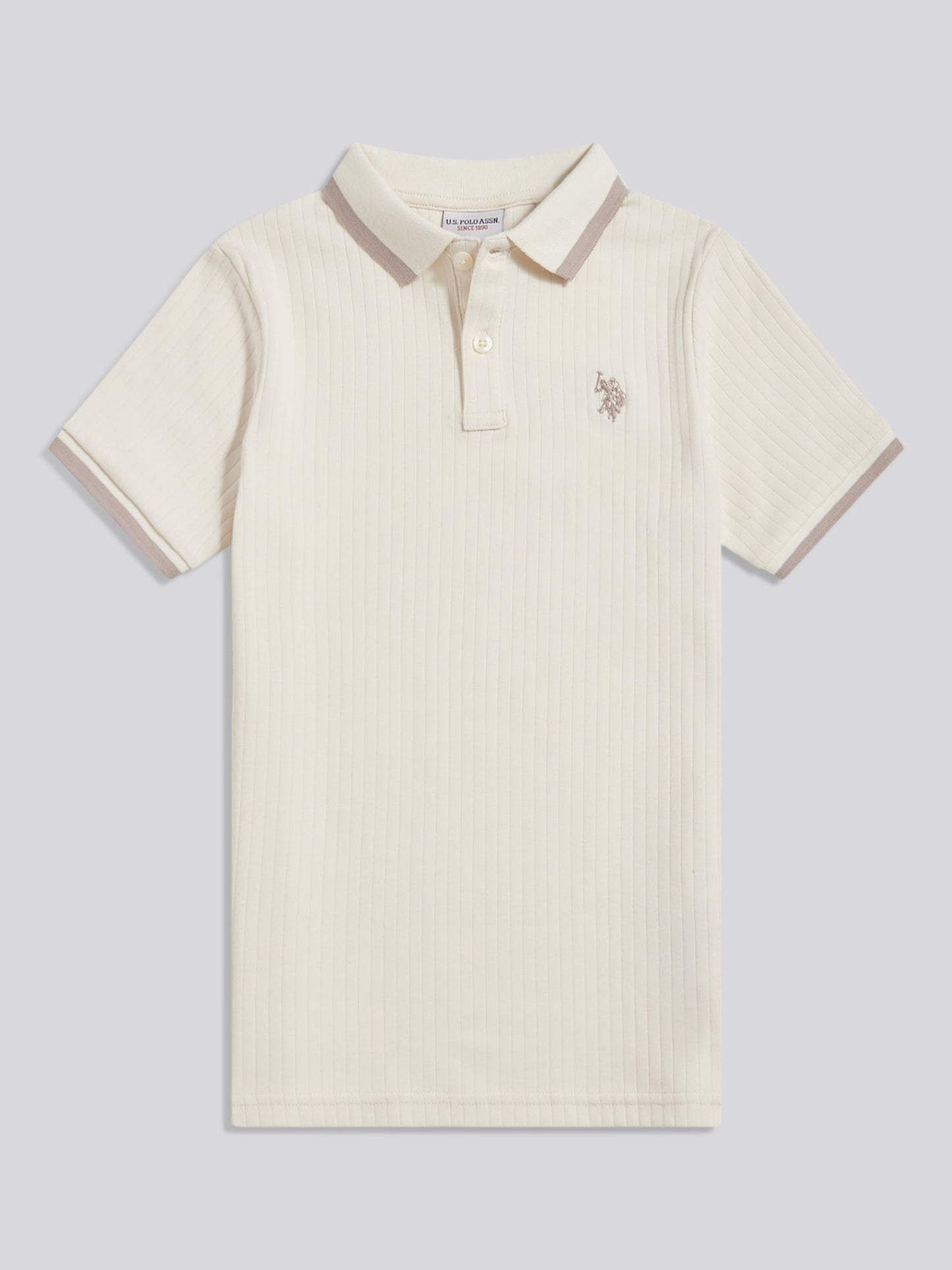 Boys Rib Texture Polo Shirt in Whisper White