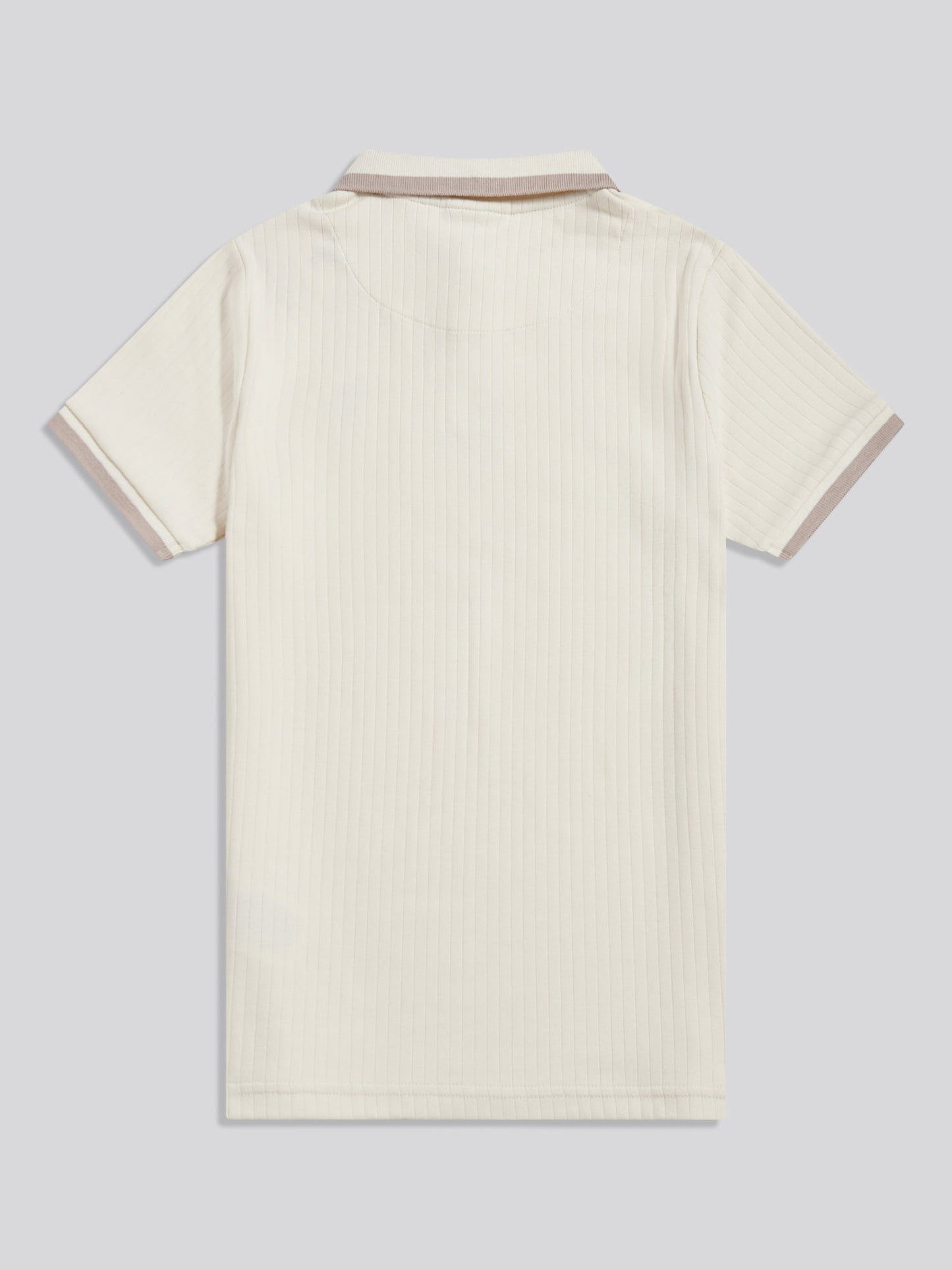 Boys Rib Texture Polo Shirt in Whisper White