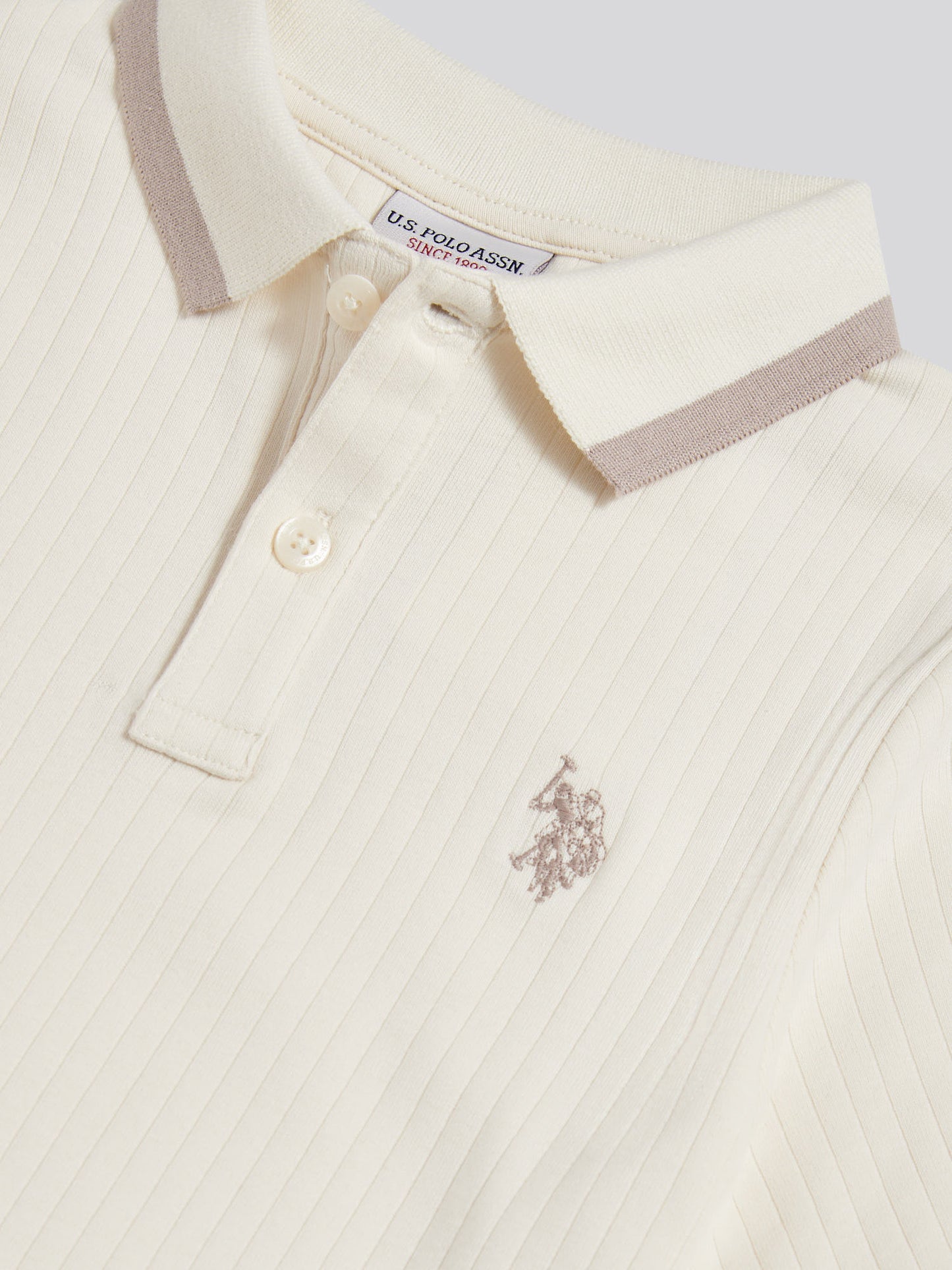 Boys Rib Texture Polo Shirt in Whisper White