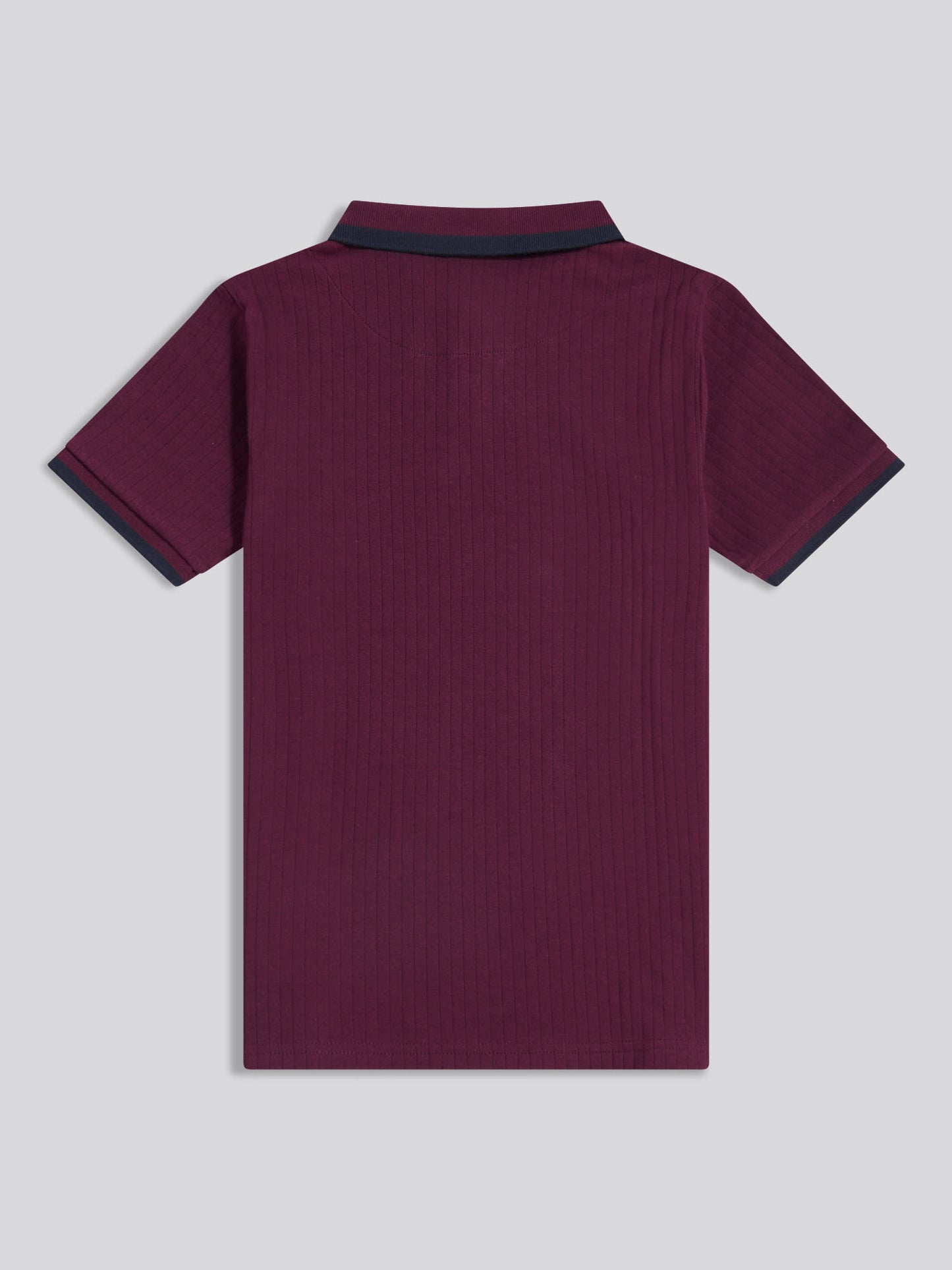 Boys Rib Texture Polo Shirt in Grape Wine
