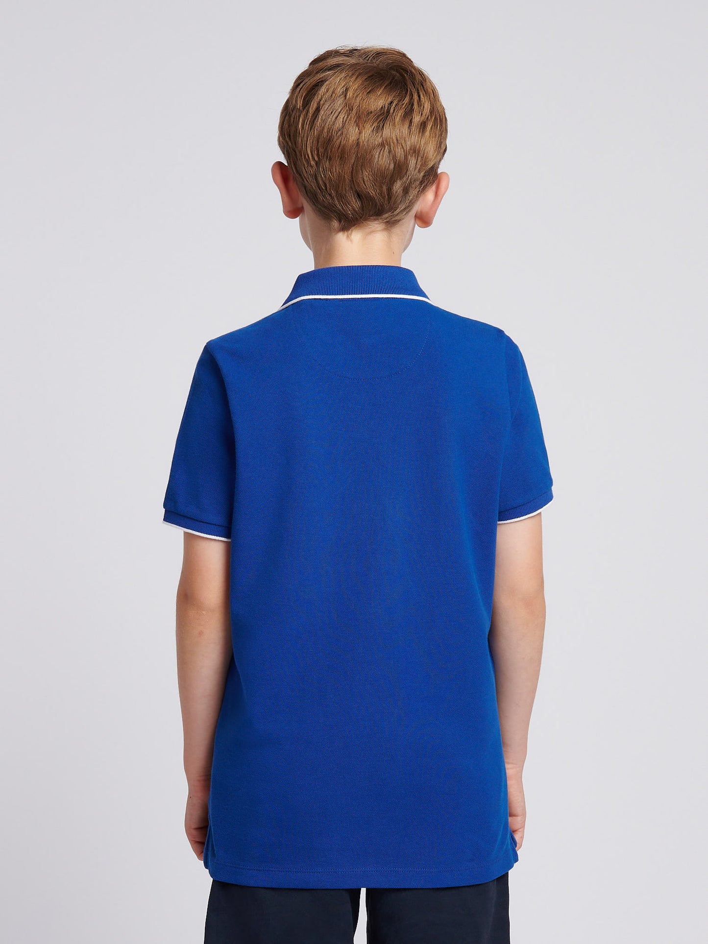 Boys Piped Pique Polo Shirt in Sodalite Blue