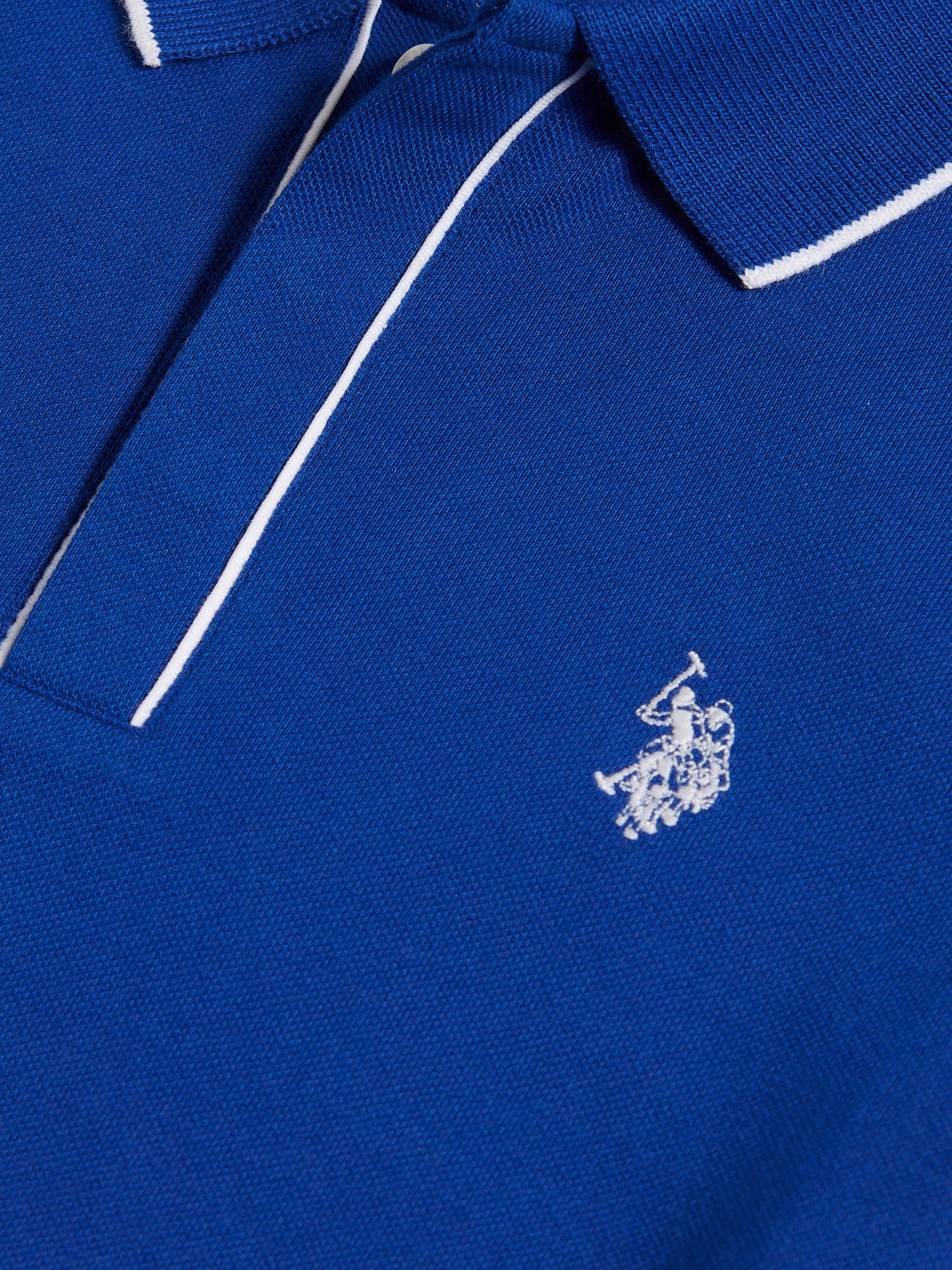 Boys Piped Pique Polo Shirt in Sodalite Blue