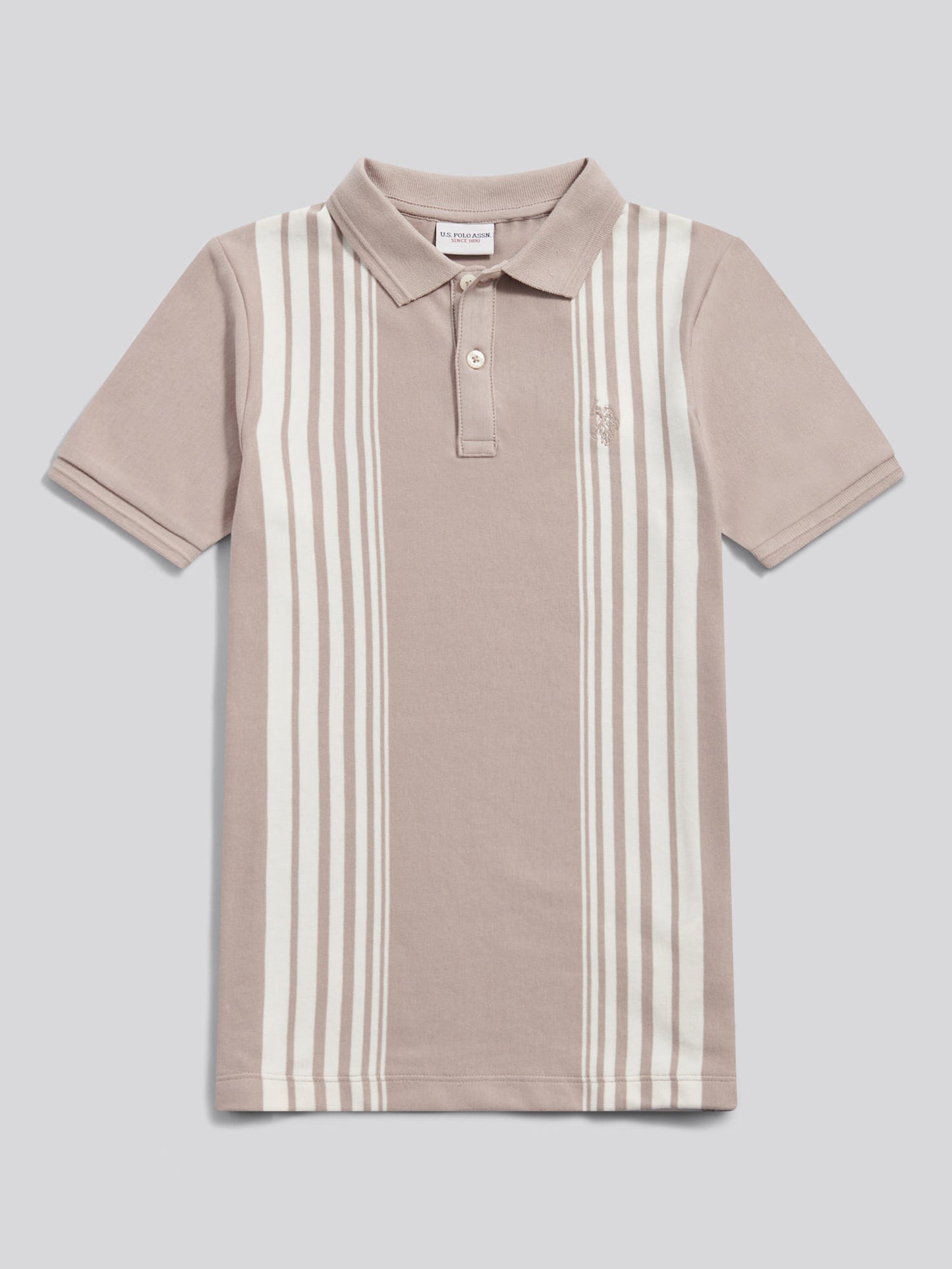 Boys Vertical Stripe Polo Shirt in Atmosphere