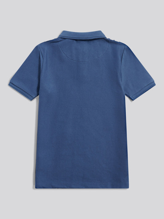 Boys Vertical Stripe Polo Shirt in Vintage Indigo