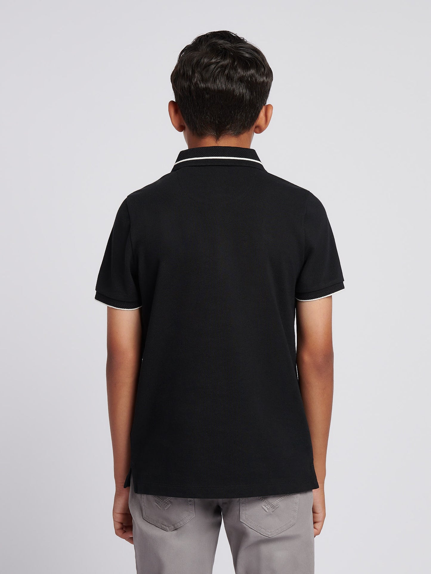 Boys Smart Pique Polo Shirt in Black