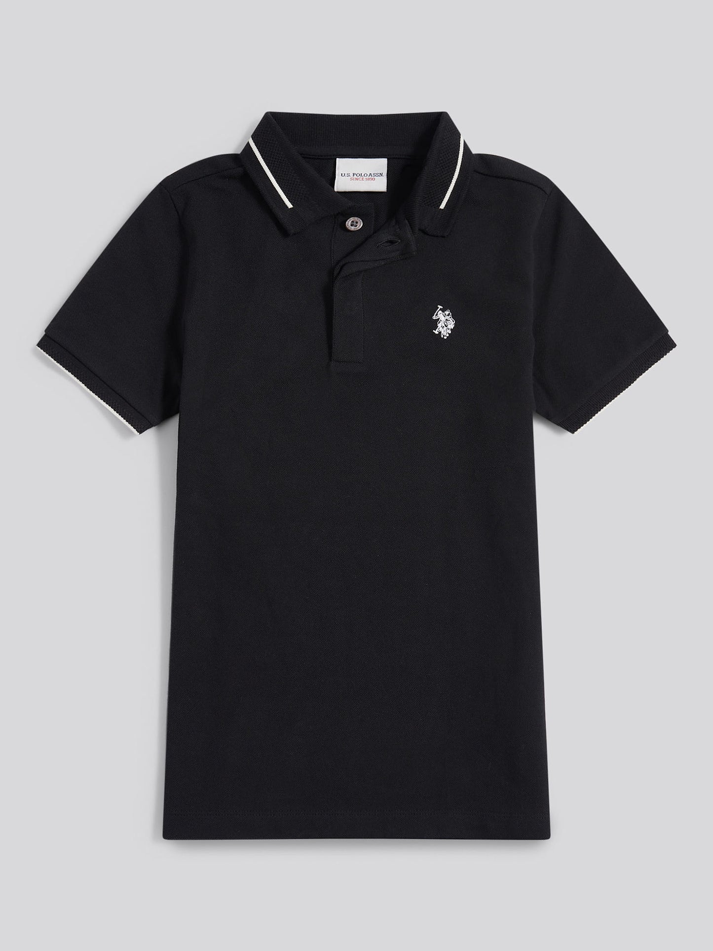 Boys Smart Pique Polo Shirt in Black