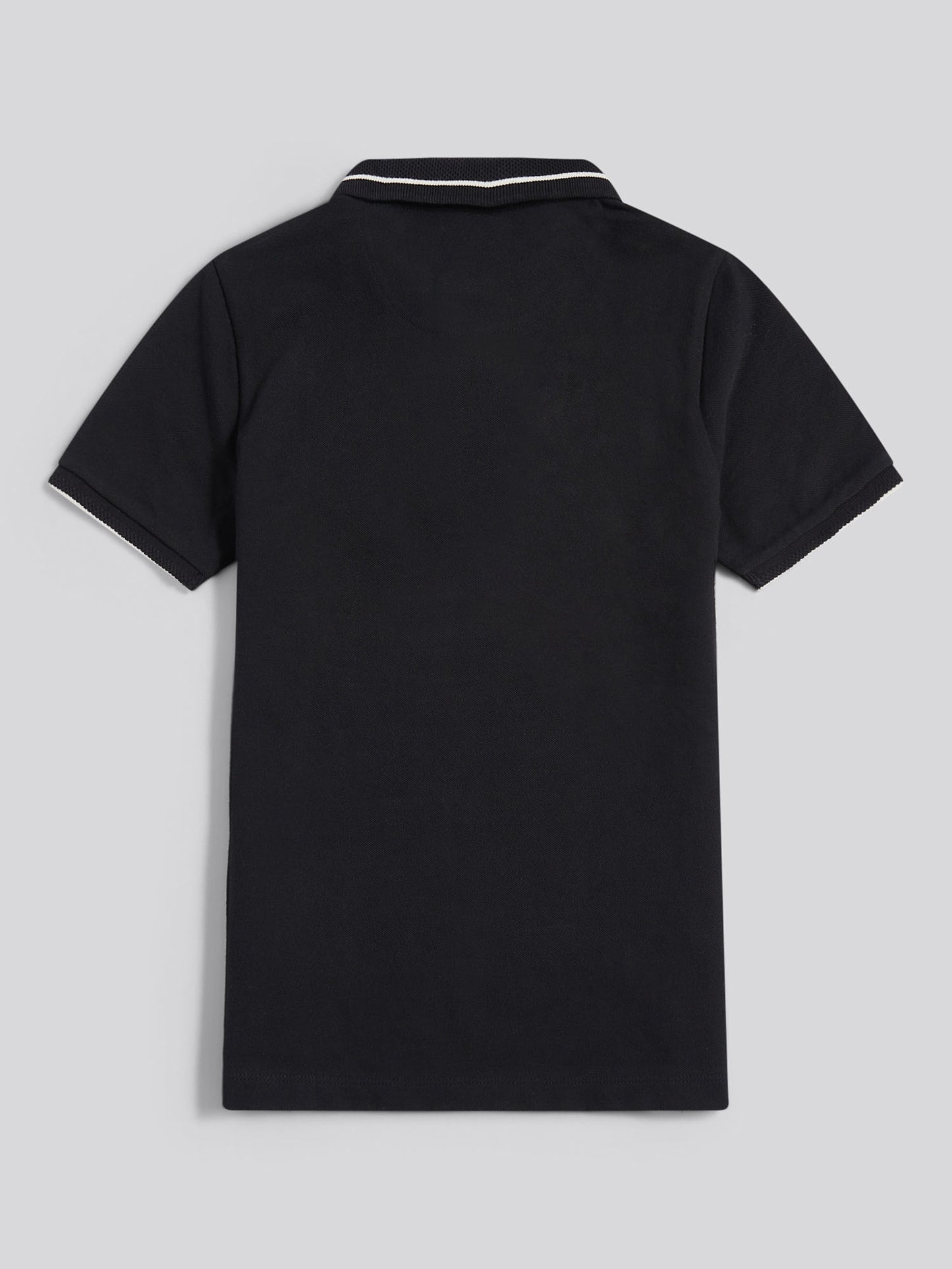 Boys Smart Pique Polo Shirt in Black