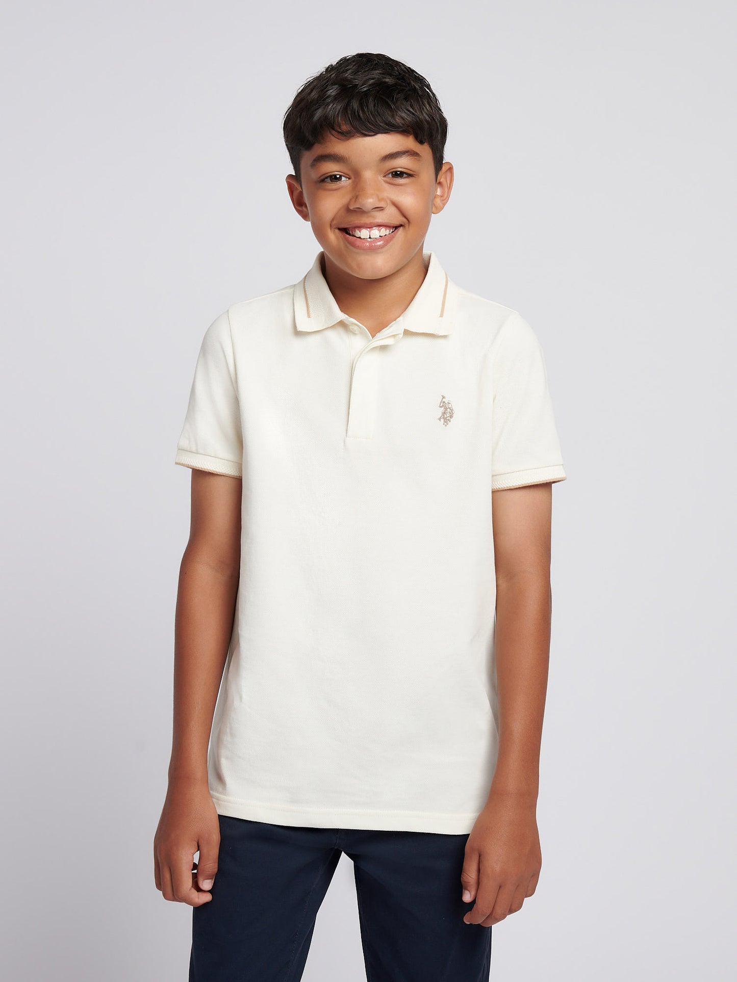 Boys Smart Pique Polo Shirt in Whisper White