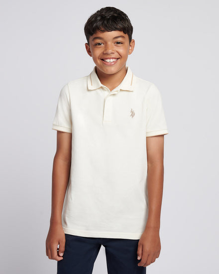 Boys Smart Pique Polo Shirt in Whisper White
