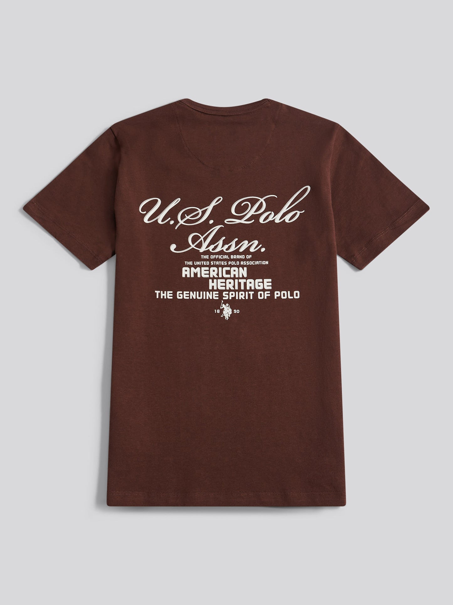 Boys Script Print Back Graphic T-Shirt in Chocolate Martini