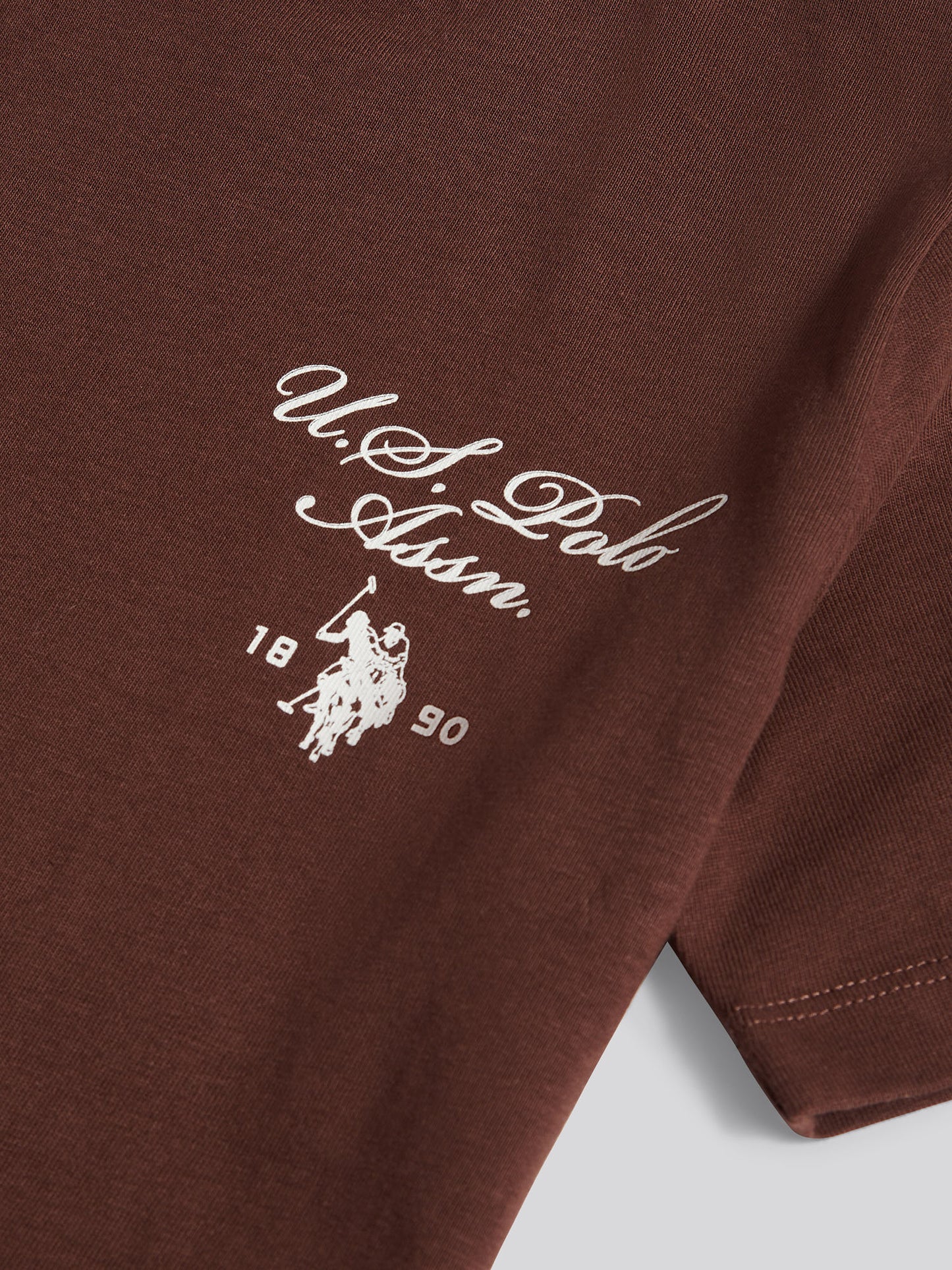 Boys Script Print Back Graphic T-Shirt in Chocolate Martini