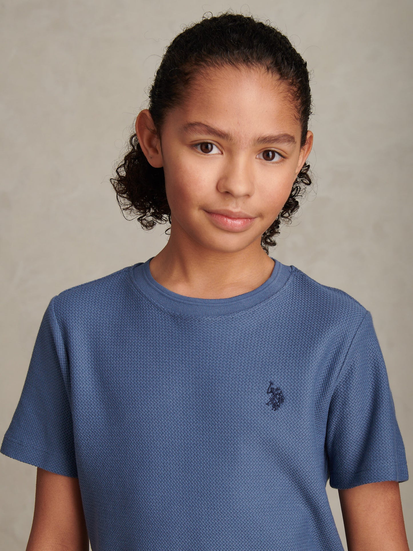 Boys Herringbone Texture T-Shirt in Vintage Indigo