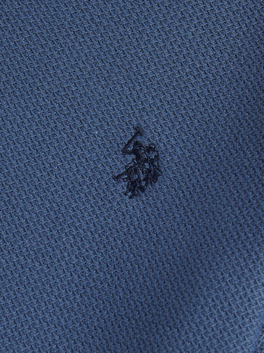 Boys Herringbone Texture T-Shirt in Vintage Indigo