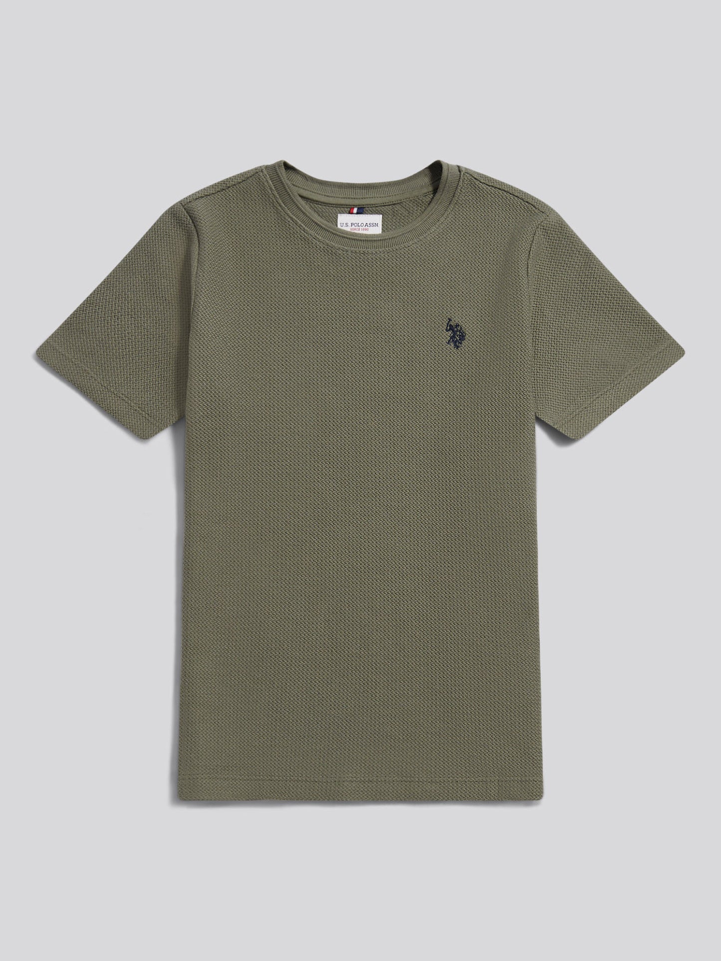 Boys Herringbone Texture T-Shirt in Mulled Basil