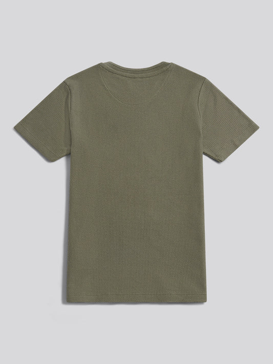 Boys Herringbone Texture T-Shirt in Mulled Basil