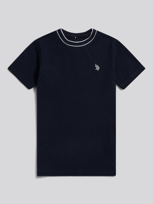 Boys Tipped Pique T-Shirt in Dark Sapphire Navy