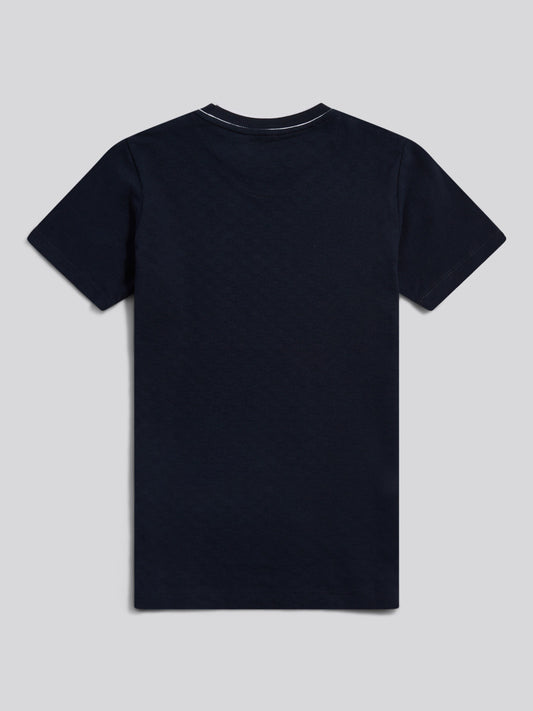 Boys Tipped Pique T-Shirt in Dark Sapphire Navy
