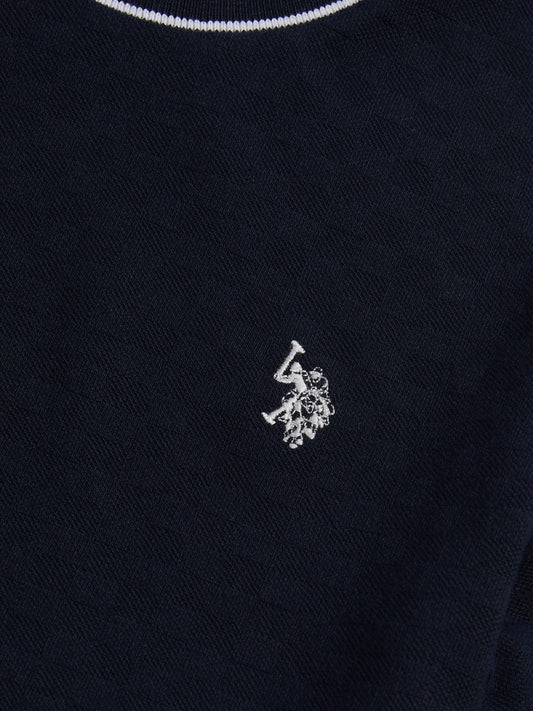 Boys Tipped Pique T-Shirt in Dark Sapphire Navy