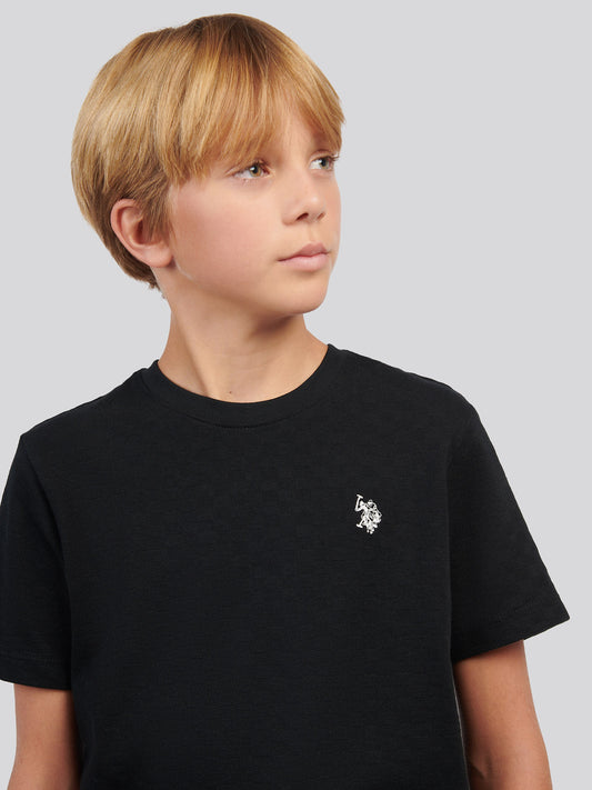 Boys Check Texture T-Shirt, in Black