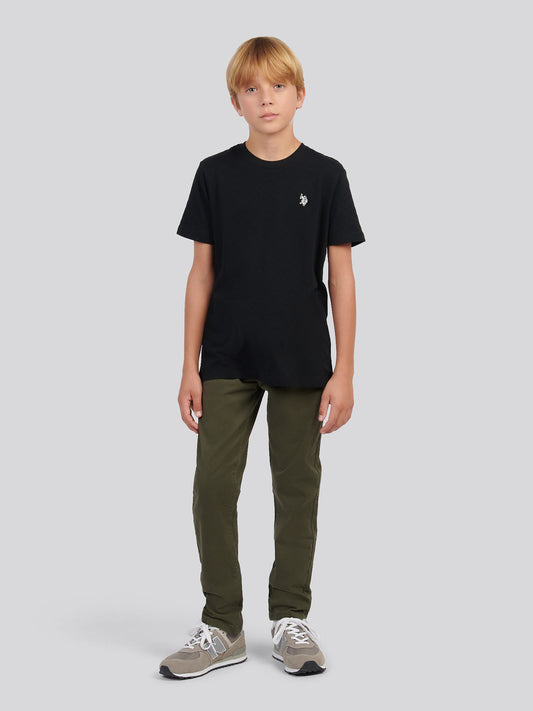 Boys Check Texture T-Shirt, in Black
