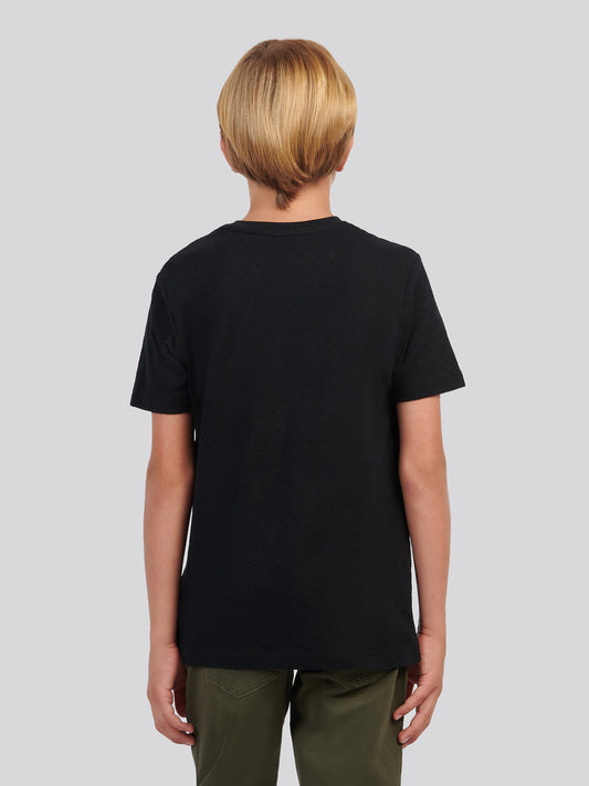 Boys Check Texture T-Shirt, in Black